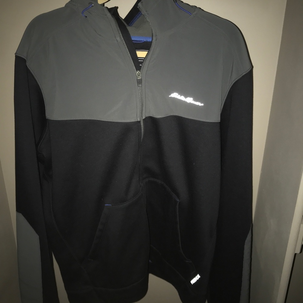 XL Eddie Bauer Zip Up Sweater Gray/Black